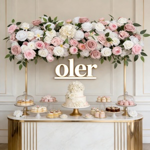 Chemin <span class=keywords><strong>de</strong></span> table en fleurs artificielles en soie faites à la main personnalisables pour la décoration <span class=keywords><strong>de</strong></span> jardin au sol - Style moderne, durable, réutilisable, en gros OLER - Product Image 1