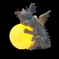 Statue de méditation du dragon du jardin à l'énergie solaire, statue avec boule de observation