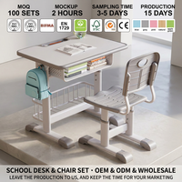 Ensemble Chaise et Bureau Scolaire Moderne pour Enfants de 6 à 12 Ans, Table d'Étude à Hauteur Réglable, Support Ergonomique pour la Posture, Vente en Gros