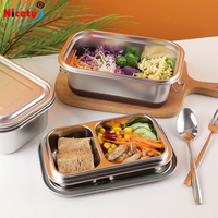 Boîte à lunch en acier inoxydable 18/8 à double paroi, étanche, avec 3 compartiments pour le camping et le bureau