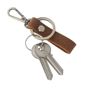 Кожаный карман для ключей автомобиля кольцо зажим мини-кошелек держатель Натуральная Воловья кожа брелок для ключей женские мужские аксессуары ручной работы