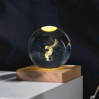 CH Merveilleux 3D Laser Gravé Transparent Boule De Verre Ornement 3D Cristal Photographie Boule Base En Métal pour La Maison Cristal Artisanat