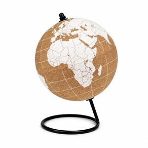 Globe terrestre en liège naturel <span class=keywords><strong>de</strong></span> 14,5 cm avec support métallique – Carte géographique anglaise pour marquer vos voyages – Cadeau personnalisé pour <span class=keywords><strong>la</strong></span> maison, le bureau ou le bureau à domicile - Product Image 2