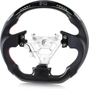 Volant en fibre <span class=keywords><strong>de</strong></span> carbone véritable en forme <span class=keywords><strong>de</strong></span> D avec indicateur <span class=keywords><strong>de</strong></span> changement <span class=keywords><strong>de</strong></span> vitesse LED, volant à fond plat pour INFINITI G35 2003-2007 - Product Image 1