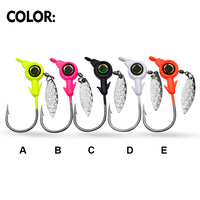 Hameçon de pêche coloré à grande tête avec spinner pour le black-bass