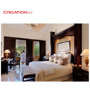 CREATION Sudeste Asiático Beach Resort Muebles de dormitorio Teca sólida Cama con dosel de ratán para villas con vista al mar - Product Image 1