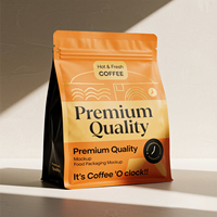Sachet d'emballage personnalisé pour grains de café avec fermeture éclair refermable et fond plat, idéal pour les torréfacteurs et les marques de détail
