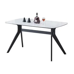 Hogar moderno Cocina Comedor Oficina Marco de metal superior de mármol Mesa de comedor