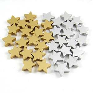 Perles en vrac en bois étoile et or argent en gros 20mm 50 pièces sac Opp copeaux de bois mélangés pour bijoux perles en bois 4 mm couleurs - Product Image 1