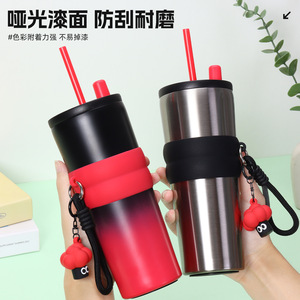 Vaso de acero inoxidable 316 con aislamiento y pajita para mujeres, para viajes. - Product Image 3