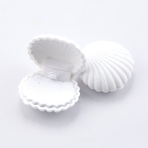 Hộp Sang Trọng Tùy Chỉnh Nhẫn Ngao <span class=keywords><strong>Corogated</strong></span> Quà Tặng Cô Gái Đặt Màu Hồng Nhung Hoa Biển Vỏ Hình Dạng Hộp Đồ Trang Sức - Product Image 4