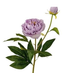 Bouquet de fleurs artificielles en soie pivoine à double tête, vase vert, décoration d'intérieur, arrangement floral pour salon - Product Image 5