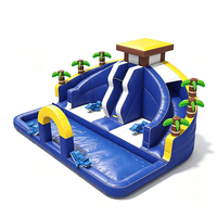 Château gonflable commercial extérieur personnalisé 9*7m 63m² avec toboggan aquatique et piscine pour enfants