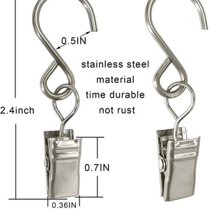 S <b>Hook</b> Clips Silver Iron <b>Hanging</b> <b>Hooks</b> <b>For</b> Kitchen Bathroom Storage Photo Display - Product Image 3