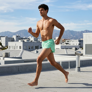 กางเกงวิ่งขาสั้นสำหรับผู้ชาย ดีไซน์ผ้ายืดหยุ่นสูง แห้งเร็ว สวมใส่สบาย เอวยางยืดพร้อมเชือกผูกด้านใน สะดวกสบาย - Product Image 3