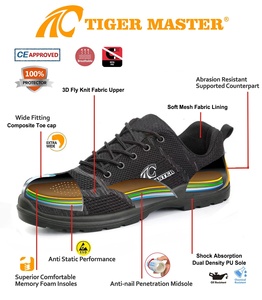 Chaussures de sécurité sportives Tiger Master à cheville basse, semelle antidérapante en PU, anti-écrasement, anti-perforation, embout en fibre de verre sans métal pour atelier - Product Image 5