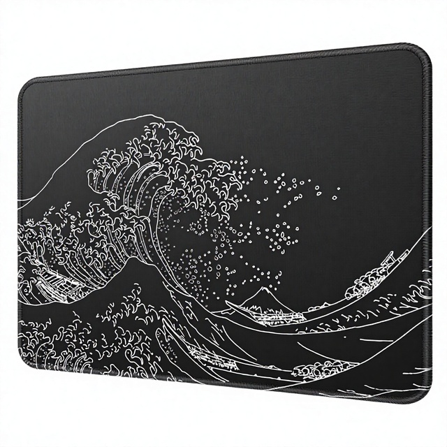Essential Custom Square Office Gaming Mouse Pad Wave | Rectangular Shape Anti-Fray Stitched Edges Textured Surface Non-Slip