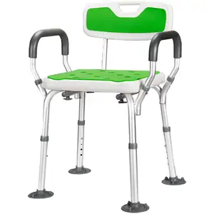 Adjustable Shower Chair Seat with Padded Armrests and Back Heavy Duty Shower Chair for Bathtub Slip Resistant Shower Seat