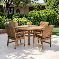 Mobilier de jardin personnalisé de luxe pour l'extérieur, ensemble de salle à manger somptueuse en teck, table et chaises rondes en bois de 1,5 m