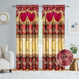 Cortinas opacas de jacquard de alta calidad Mofu para sala de estar, cortinas de lujo listas para usar con cenefa, nuevos diseños de moda. - Product Image 5