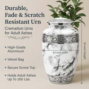 Luxury <b>Aluminum</b> Cremation Urn Decorative Memorial <b>Container</b> For Human Ashes And Funeral Keepsake Collection Display - Product Image 2