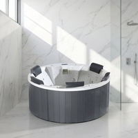 Bañera de Hidromasaje Moderna de Acrílico y Madera con Calefacción Termostática, Altavoz Bluetooth, para Hotel, Interior/Exterior, Almacén