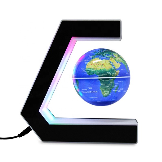 Portable Magnetic Levitation Floating Globe Colorful LED World Map Display for Home & Desktop for Geography Teaching