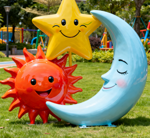 Set di Sculture in Resina FRP Fantasiose con Temi di Sole, Luna, Stelle, Musica e Amore per Decorazione Giardino e Aree Gioco per Bambini - Product Image 4