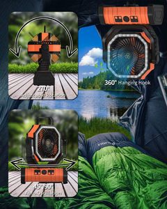 F6 Portable Camping Fan Ventiladores Recargables De 40000 Mh with Power Bank LED <b>Light</b> USB Output Brushless Motor for Outdoor - Product Image 3