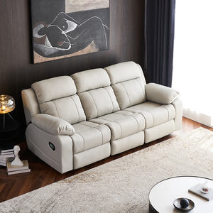 طقم كنب استرخاء كهربائي جلدي لغرفة المعيشة مع وظيفة التدليك قابل للإمالة الأكثر مبيعًا - Product Image 3