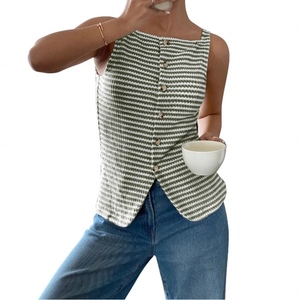 เสื้อแฟชั่นแขนกุดติดกระดุมสไตล์ลำลองสำหรับผู้หญิงมาใหม่สำหรับฤดูร้อน - Product Image 2