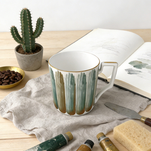 <span class=keywords><strong>Taza</strong></span> de Porcelana Fina de 400ml, de un juego de vajilla de porcelana fina, con tazas ligeras, platos verdes y blancos, platos modernos y platos europeos - Product Image 1