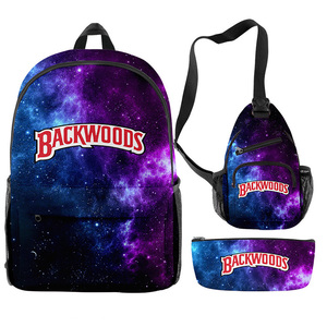 Custom Boys Girls 3D Printing Backpack Backwoods Cigar Set School Book Laptop Sports Bags Women Schoolbag Student's 3pcs Set