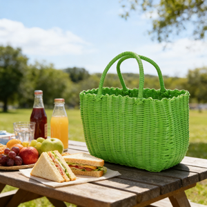 <span class=keywords><strong>Panier</strong></span> <span class=keywords><strong>de</strong></span> rangement rectangulaire moderne Lavinia en PVC écologique pour fruits, tressé à la main avec poignée, idéal pour la maison, le <span class=keywords><strong>bureau</strong></span> ou les fêtes - Product Image 6