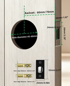 <span class=keywords><strong>Maniglia</strong></span> per Porta d'Ingresso di Alta Gamma con Finitura <span class=keywords><strong>Satinata</strong></span> Dorata e Serratura in Lega di Zinco, Maniglie per Porte Interne con Funzione Privacy - Product Image 6