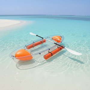 Kayak transparent 8 pieds, 1 personne, 1 siège, coque en PC cristal, kayak de randonnée et de loisirs, kayak transparent pour rivières, lacs et activités de plein air - Product Image 1