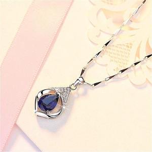 Collana con ciondolo a forma di angelo in zircone blu reale per donna, gioiello alla moda con catena a clavicola, idea regalo - Product Image 3