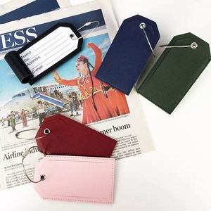 PU Luggage <b>Tag</b> with <b>Name</b>-Travel Luggage <b>Tag</b> Personalized Solid Color Card Holder - Product Image 5