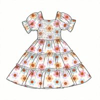 Robe de princesse pour fille, best-seller, motifs floraux colorés, col carré, séchage rapide, en bambou