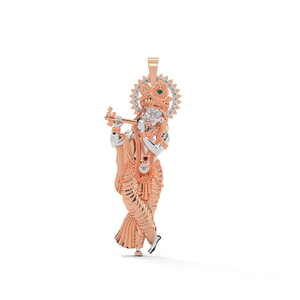 Pendentif solitaire en zircon inspiré du dieu hindou Krishna pour enfants, en argent sterling plaqué or blanc 18 carats, de la marque Danta Gems - Product Image 6