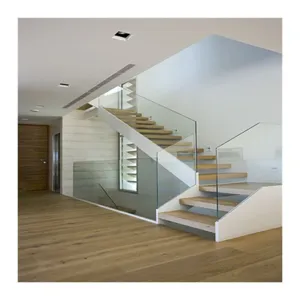 Gerade Treppen mono stringer treppe mit holz glas lauffläche