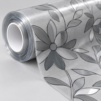 Rouleau de protection de table en PVC gaufré floral, feuille de vinyle flexible transparente givrée mate pour tables en bois, verre et marbre