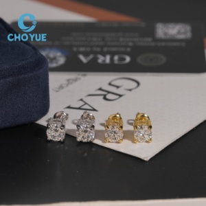 Pendientes de Moissanita Redondos de 4 Puntas, Plata 925, 6.5mm, con Cierre de Rosca, Pasan la Prueba del Diamante - Product Image 6