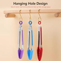 Petites pinces de cuisine de 9 pouces avec embouts en silicone Accessoires de cuisine Gadgets Outils de barbecue en acier inoxydable Clips pour barbecue