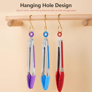 Petites pinces <span class=keywords><strong>de</strong></span> <span class=keywords><strong>cuisine</strong></span> <span class=keywords><strong>de</strong></span> 9 pouces avec embouts en silicone Accessoires <span class=keywords><strong>de</strong></span> <span class=keywords><strong>cuisine</strong></span> Gadgets Outils <span class=keywords><strong>de</strong></span> barbecue en acier inoxydable Clips pour barbecue - Product Image 6