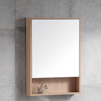 Ensemble de meubles de salle de bain en bois massif de style nordique moderne, résistant à l'eau, avec miroir encadré et lavabo en céramique, pour la maison et l'hôtel