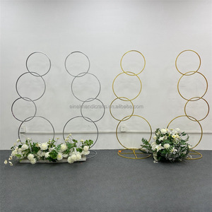Nuevo oro doble redondo Metal flor titular boda fiesta evento carretera guía flor soporte escenario telón de fondo arreglos Props - Product Image 3