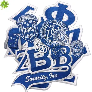 Zeta phi beta-Parches de escudo de chenilla, parches bordados personalizados de hierro griego en letras