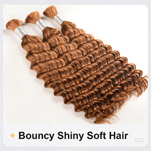 Estensioni per Capelli Umani Brasiliani Vergini al 100% Grado 12A, Onda Profonda, Senza Cuciture, Colorate, in Bulk per Saloni di Bellezza - Product Image 2