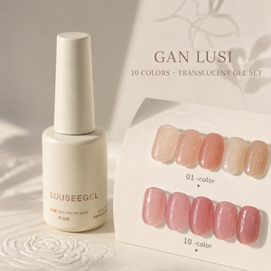 BelloGel Venta al por Mayor Gan Lusi Set de 10 Colores de Esmalte de Gel Transparente en Tonos Cálidos 15ml Gel de <span class=keywords><strong>Uñas</strong></span> Translúcido Color <span class=keywords><strong>Rosa</strong></span> Melocotón - Product Image 3